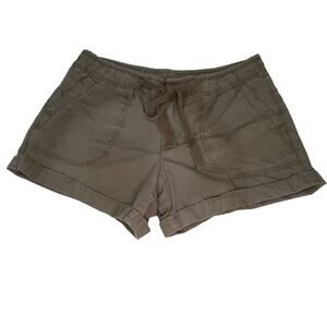 JCP Paperbag Shorts Size 10 Olive/Gray Cotton Zip Close